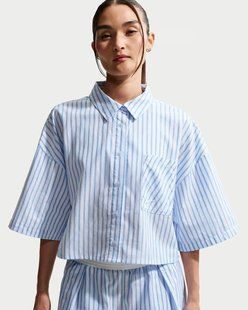 Жіноча сорочка NIKE W NSW OFFLN WVN PPLN STRP SS II4228-435 ціна