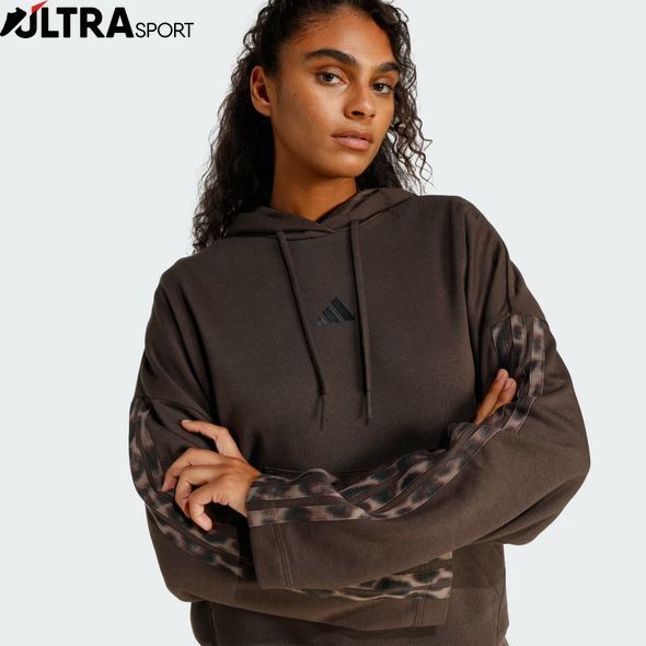 Худи женское Seasonal Essentials Leopard Print French Terry Hoodie KA4683 цена