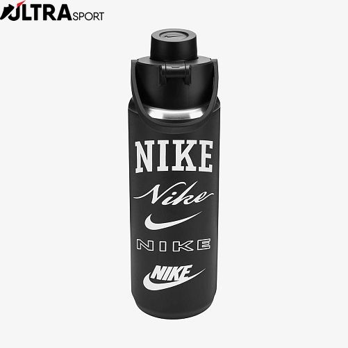 Пляшка Nike Ss Recharge Chug Bottle 24 Oz Graphic Black/Black/White/White 24Oz N.100.7629.087.24 ціна